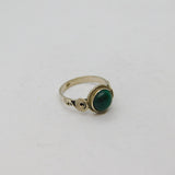 Sterling Silver Cabochon Malachite Studio Dress Ring Vintage c1970 Size M