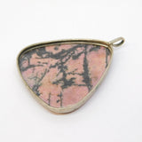 Sterling Silver Mounted Large Rhodonite Pendant Vintage c1970s