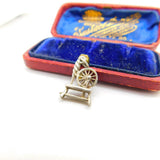 Sterling Silver Spinning Wheel Charm Pendant Vintage c1970