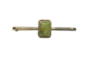 Sterling Silver Irish Connemara Marble Bar Brooch Pin Vintage 1947 Birmingham