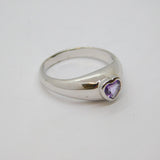 Sterling Silver Amethyst Heart Graduating Band Dress Ring Vintage c1990 Size N