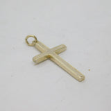 Sterling Silver Simplistic Lined Edge Cross Charm Pendant Vintage c1970