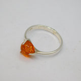 Sterling Silver Baltic Amber Studio Style Band Ring Vintage c1970 Size Q