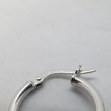 Italian 9ct White Gold Modernist Hoop Earrings Vintage c1990s