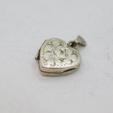 Sterling Silver Flower Design Heart Locket Charm Pendant Modern 1991 Birmingham