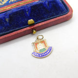 Sterling Silver and Enamel Christchurch Shield Charm Pendant Vintage c1970