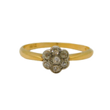 Victorian 18ct Yellow Gold & Diamond Daisy Floral Cluster Ring Antiuqe