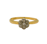 Victorian 18ct Yellow Gold & Diamond Daisy Floral Cluster Ring Antiuqe