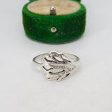 Sterling Silver Leaf Pattern Band Ring Vintage c1970 Size Q 1/2 UK