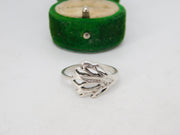 Sterling Silver Leaf Pattern Band Ring Vintage c1970 Size Q 1/2 UK