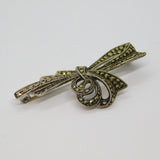 Sterling Silver Art Deco Marcasite Bow Form Brooch Pin Antique c1930's
