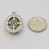 Sterling Silver Labradorite Oval Cabochon Drop Pendant Vintage c1970