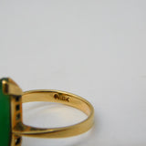 20th Century 10ct Yellow Gold & Carved Jade Set Dress Ring Vintage c1950s