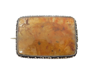 Victorian Sterling Silver Red Moss Agate Brooch Pin Antique c1880s