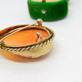Sterling Silver Gilt Carved Shell Cameo Brooch Pin Vintage c1950