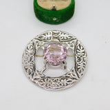 Scottish Silver Plated Amethyst Paste Set Large Kilt Brooch Vintage c1960