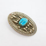 Silver Plated Egyptian Scarab Beetle Form Souvenir Brooch Antique c1930
