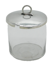 Victorian Sterling Silver & Glass Honey Pot Antique 1876 Birmingham
