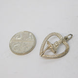 Sterling Silver Ballerina in the Heart Charm Pendant Vintage c1970