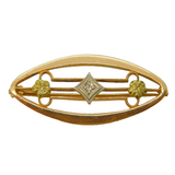 10ct Two-Tone Gold & Diamond Set Floral Dress Brooch Antique c1930s Deco
