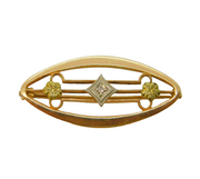 10ct Two-Tone Gold & Diamond Set Floral Dress Brooch Antique c1930s Deco