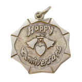 Sterling Silver Happy Anniversary Charm Pendant Vintage c1970