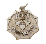 Sterling Silver Happy Anniversary Charm Pendant Vintage c1970