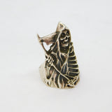 Sterling Silver Grim Reaper Biker Chunky Studio Ring Modern c1990 Size L 1/2