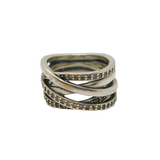Sterling Silver Multi-Strand CZ Crossover Dress Band Ring Modern c2000 Size I