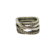 Sterling Silver Multi-Strand CZ Crossover Dress Band Ring Modern c2000 Size I