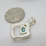 Sterling Silver Topaz & Opal Set Drop Charm Pendant Vintage c1970