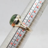 Sterling Silver Cabochon Green Serpentine Dress Ring Modern c1990 Size U 1/2