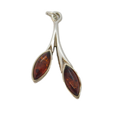 Sterling Silver Baltic Amber Drop Charm Pendant Vintage c1970s
