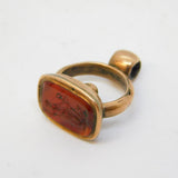 George III 9ct Gold Cased Carnelian Intaglio Anchor of Hope Fob Seal Antique