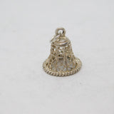 Sterling Silver Heart Pattern Filigree Bell Shape Charm Pendant Vintage c1970s