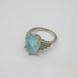 Sterling Silver Blue Topaz & Spinel Art Deco Dress Ring Antique c1930 Size L