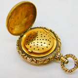 George III 12ct Yellow Gold Vinaigrette Floral Chased Fob Antique c1820s