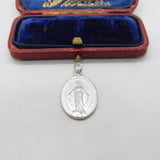 White Metal French Catholic Crown of Thorns Charm Pendant Antique c1920