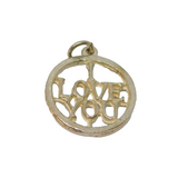 Sterling Silver "I Love You" Cut Out Disc Charm Pendant Vintage c1970