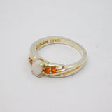 Sterling Silver White Opal Cabochon Dress Ring Vintage c1970 Size L