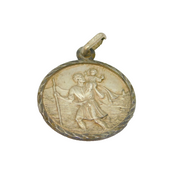 Sterling Silver St Christopher Engraved 'I Love You' Charm Pendant Vintage c1970