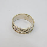 Brushed Sterling Silver Fish Pattern Dress Band Ring Vintage c1970 Size O