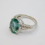 Sterling Silver Blue Zircon & White Sapphire Dress Ring Vintage c1970 Size N 1/2