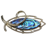 Australian Sterling Silver Abalone Set Floral Brooch Antique c1940s