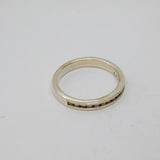 Sterling Silver Channel Set Crystal Half Eternity Ring Modern c2000 Size P