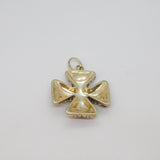 Sterling Silver Cabochon Amethyst & Garnet Cross Pendant Vintage c1970