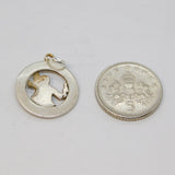 Sterling Silver Patterned Edge St Christopher Travel Charm Pendant Vintage c1970
