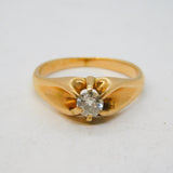 Victorian 14ct Gold & 0.2ct Diamond Solitaire Ring Antique c1900s