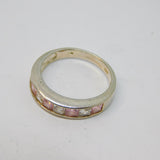Sterling Silver Pink & White Paste Half Eternity Ring Vintage c1970 Size N 1/2
