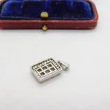 Modernist Sterling Silver Six Illusion Set Diamond Drop Pendant Vintage c1990
